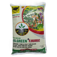 Phân bón đầu trâu hữu cơ sinh học BIO.GREEN  F.HUMIC giúp HẠ CHUA MẶN - RA RỄ NHANH gói 2KG