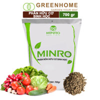 Phân bón hữu cơ sinh học Minro, bao 700g, chuyên hoa hồng, lan, cây cảnh, giúp cây khoẻ, ổn định Greenhome - 1B PHÂN MINRO 700GR