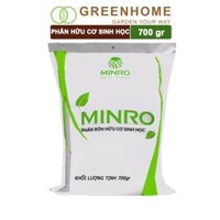 Phân bón hữu cơ sinh học Minro, bao 700g, chuyên hoa hồng, lan, cây cảnh, giúp cây khoẻ, ổn định Greenhome