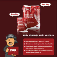 Phân hữu cơ Gà Nhật Bản Organic Fertilizer 3-2-2+60 OM ST túi 1kg và 5kg