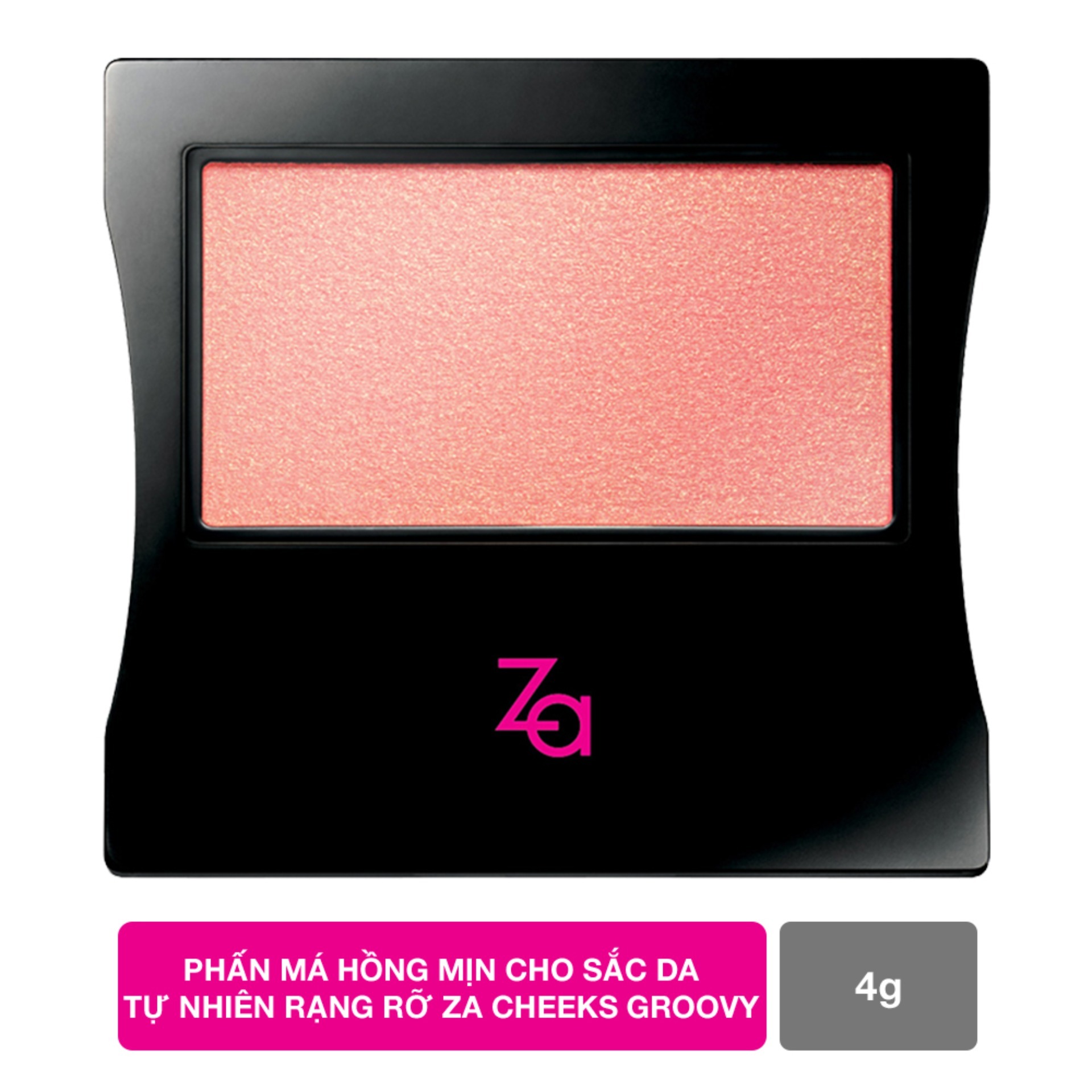 Phấn má dạng nén Za Cheeks Groovy #01 Glowing Pink