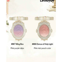 Phấn má hồng dạng bột CHEERFLOR Embossed Cheeks Powder Blush, Phấn má hồng màu tím, Nhẹ, Mịn, Có thể pha trộn, Có gương,