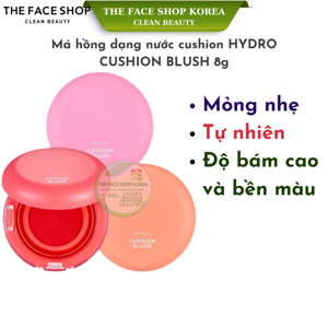 Phấn má hồng dạng nước TheFaceShop Hydro Cushion Blush #02 Coral