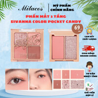 Phấn mắt 6 ô 2 tầng Sivanna Color Pocket Candy chất mịn bám màu lâu trôi 9.6g kèm má hồng và highlight HF182 NCC Mitacos
