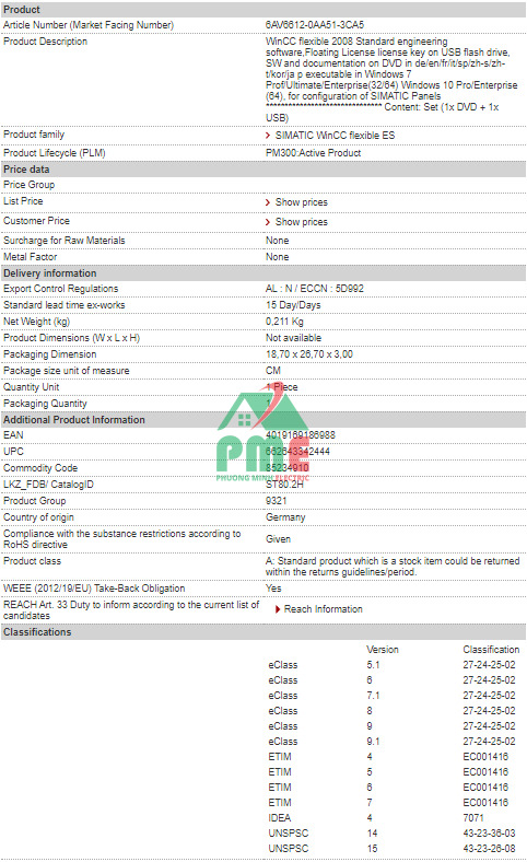 Phần mềm WinCC Flexible Siemens 6AV6612-0AA51-3CA5