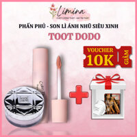 Phấn phủ - Son lì ánh nhũ TOOT DODO siêu xinh - Tone Hồng đất có kim tuyến lấp lánh siêu lì, bền màu