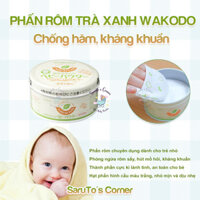 Phấn rôm trà xanh Wakodo chống hăm cho trẻ em - Nội địa Nhật Bản