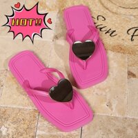 [Phần thưởng giảm giá]] Dép nữ Dép mùa hè ❤Với trang trí hình trái tim, dây giày da, sang trọng nhẹ nhàng, bốn màu ngọt ngào