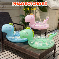 Phao bơi cho bé 1 tuổi - 5 tuổi, phao bơi trẻ em khủng long tròn, xỏ chân, có tay bám bên thành phao an toàn  - Anbella