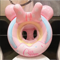 Phao bơi cho bé, phao tập bơi có xỏ chân hình Micky nơ hồng cho bé gái từ 1-5 tuổi PTE202