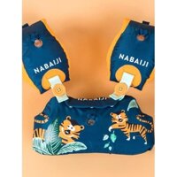 Phao bơi đeo tay kèm phao lưng hiệu Nabaiji cho trẻ em 15 - 30 kg Xanh dương Họa tiết hổ Mirilik