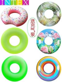 phao bơi tròn Nam giới và phụ nữ trưởng thành dày phao cứu sinh bơm hơi lớn bơi vòng đồng màu mờ nổi vòng có tay cầm lướt vòng be boi intex thuyền bơm hơi