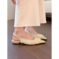 Pháp Cao Gót Màu Hồng Baotou Sandal Cổ Tích Giày Xuân Hè 2025 Phong Cách Chanel Sang Trọng Phù Hợp Với Váy Giày