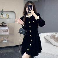 Pháp Chanel Hepburn Phong Cách Đen Pháp Đầm Nữ Đầu Thu 2024 Phong Cách Mới Váy Ngắn Siêu Đẹp
