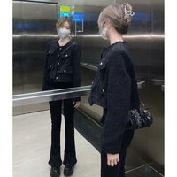 Pháp Đen Xuống Chanel Áo Khoác Nữ Nhỏ 2024 Xuân Thu Phong Cách Mới Cao Cấp Áo Khoác Ngắn Top