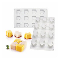Pháp Mousse Sáng Tạo 12 Mảnh Xếp Hình Khuôn Silicon Ba Chiều Khối Xây Dựng Đồ Chơi Sô Cô La Kem Pudd