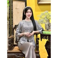 Pháp Phục Đi Lễ Chùa Cách Tân Phượng Hoàng Cổ Ngọc Trai Kèm Mấn Chất Liệu Mềm Mịn PT043
