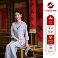 Pháp phục lụa Vân Tịnh Pháp Y Phục dài tay xòe cao cấp, thiết kế cách tân duyên dáng phù hợp lễ chùa _LPPL25002GR
