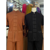 Pháp phục nam đi chùa - bộ đũi hàn cao cấp