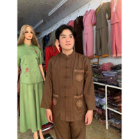 pháp phục nam thêu 3 túi , tay dài