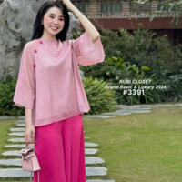 Pháp Phục Nữ Mặc Đi Lễ Chất Áo Voan Cổ Lọ Dài Tay Nút Bọc From Rộng Mix Quần Lụa Nhung Mềm Mịn Siêu Xinh