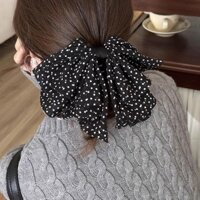 Pháp Retro Gạc Chấm Bi Nơ Đuôi Ngựa Kẹp Tóc Công Chúa Kẹp Tóc Nữ Cao Cấp Đầu Lưng Kẹp Tóc