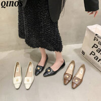 Pháp Retro Giày Đơn Thời Trang Nữ Mới Đen Mũi Nhọn Dày Giày Cao Gót Thường Ngày
