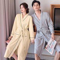 Pháp Thanh Lịch Tinh Tế Rất Dễ Mặc Cặp Đôi Váy Ngủ Dài 100% Cotton Mỏng Phong Cách Thấm Hút Nhanh Khô Nam Yukata Thoải Mái Mềm Mại Thoáng Khí Da-Fri