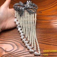 Pháp Thiết Kế Retro Thủy Tinh Ngọc Trai Tua Rua Pin Nơ Nút Kim Cương Trâm Áo Khoác Phù Hợp Với Phụ Kiện Nữ