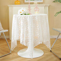 Pháp Trắng Ren Khăn Trải Bàn Bắc Âu Khăn Trải Bàn Tròn Khăn Trải Bàn Vải Hình Chữ Nhật Thêu Gạc Bao Khăn