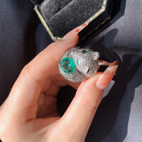 Pháp Trung Cổ Cáo Mở Zircon Nhẫn Nữ Kim Cương Động Vật Nhẫn Châu Âu Mỹ Micro-Dát Đá Quý Nhẫn Trang Sức