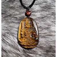 Phật bản mệnh Bất Động Minh Vương đá Mắt hổ vàng nâu cho người tuổi Dậu