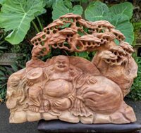 Phật Di Lặc Gốc Tùng Gỗ Xá Xị C56 R43 S20