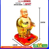 Phật Di Lặc Vẫy Quạt Cầm Thổi Vàng Năng Lượng Mặt Trời - Tượng Năng Lượng Di Lặc Đứng (APS)
