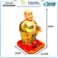 Phật Di Lặc Vẫy Quạt Cầm Thổi Vàng Năng Lượng Mặt Trời - Tượng Năng Lượng Di Lặc Đứng (APS)