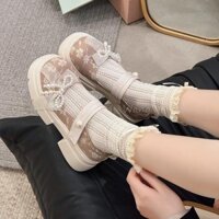 [Phát hành tại chỗ] Giày da nhỏ Lolita nữ giày nữ Nhật Bản dịu dàng jk mẫu mới mùa xuân cao gót nơ cổ điển giày Mary Jane của Anh