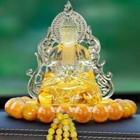 Phật Mẹ Quan Âm Đá Lưu Ly Đặt Taplo Phát Sáng, Tượng Phật Pha Lê Cao Cấp Để Taplo Ô tô
