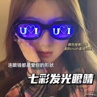 😎Phát sáng Kính😎 Sách nhỏ màu đỏ Hot Phong Cách phát sáng kính ngón giữa dọc I Love you phát sáng mắt Đèn LED vui nhộn kính đèn Disco mát mẻ Kính ngộ nghĩnh cặp đôi đồ chơi