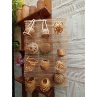 Phên tre/Mành tre trang trí - set 12 món mini trang trí dễ thương; Combo vật dụng đồng quê trang trí bằng tre; decor
