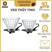 PHỄU LỌC CÀ PHÊ THUỶ TINH V60 DRIPPER – GLASS SIZE 4 LY- ĐEN -ĐỎ