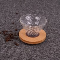 Phễu pha cà phê cafe giấy lọc V60  thuỷ tinh Pour over drip chemex giá gỗ kèm gioăng silicone