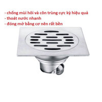 Phễu thoát sàn 12x12 chống hôi côn trùng inox304 van đóng mở bằng cơ rất bền dùng cho phi 60-> 90