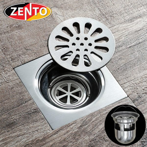 Phễu thoát sàn chống mùi hôi inox Zento TS123 - 118x118mm