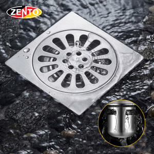 Phễu thoát sàn chống mùi hôi inox Zento TS123 - 118x118mm