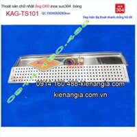 Phễu thu nước sus 304 hình chữ nhật ca rô 100x600 D60 KAG-TSD101