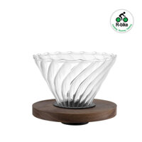 Phễu thủy tinh đế gỗ pha coffee V60