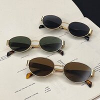Phi Công Thiết Kế Lisa Wang Feifei Ngôi Sao Retro Hình Bầu Dục Kính Mát Kim Loại Thời Trang Khung Tròn Kính Mát Nam Nữ 2.17