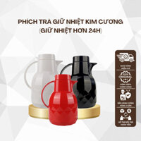 Phích (bình) trà giữ nhiệt, pha trà vỏ nhựa siêu bền, thiết kế kim cương, ruột bình thủy tinh 2 lớp