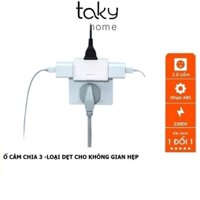 Phích Cắm Chia 3 - Ổ Cắm Chia 3 Ổ - Xoay 180 Độ - Dành Cho Không Gian Hẹp, Tiện Dụng - TakyHome 8607