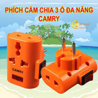 Phích cắm chia 3 ổ đa năng CAMRY có đèn báo